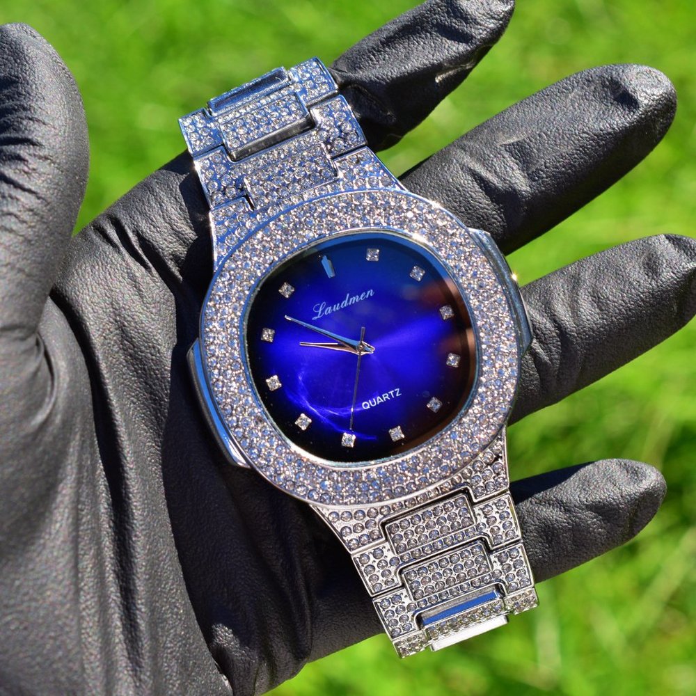 Full Iced Out luxury Watch, Necklace, Bracelet Set - Picture 3 of 6
